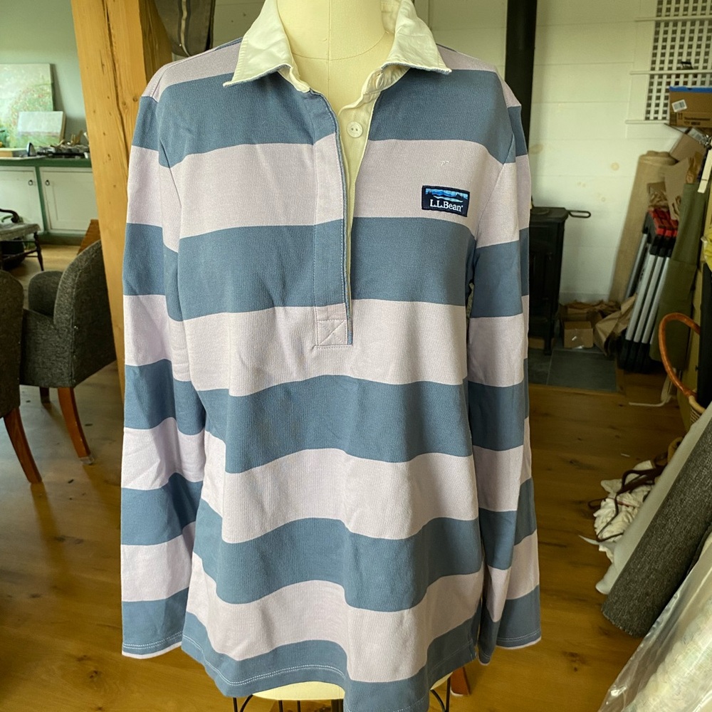 L.L. Bean Blue and Purple Striped Polo